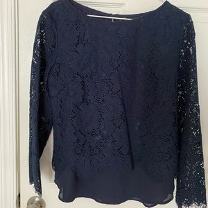 Navy lace overlay top